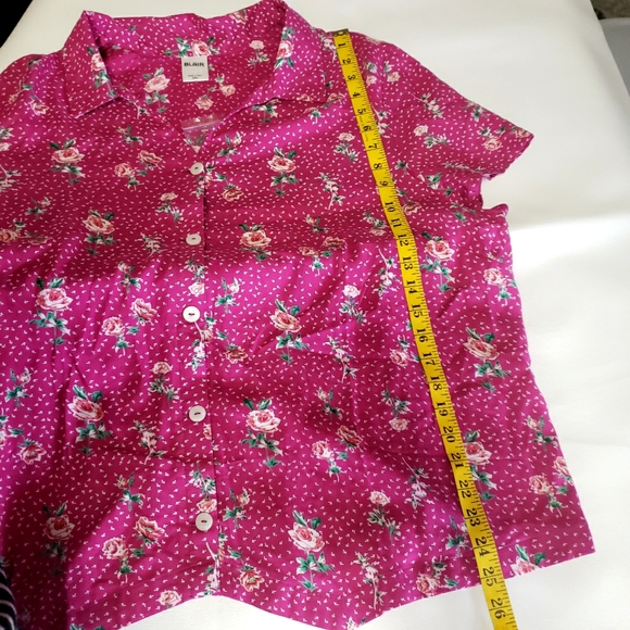Blair Tops Blair Blouse Short Sleeve Floral Pink White Button Down